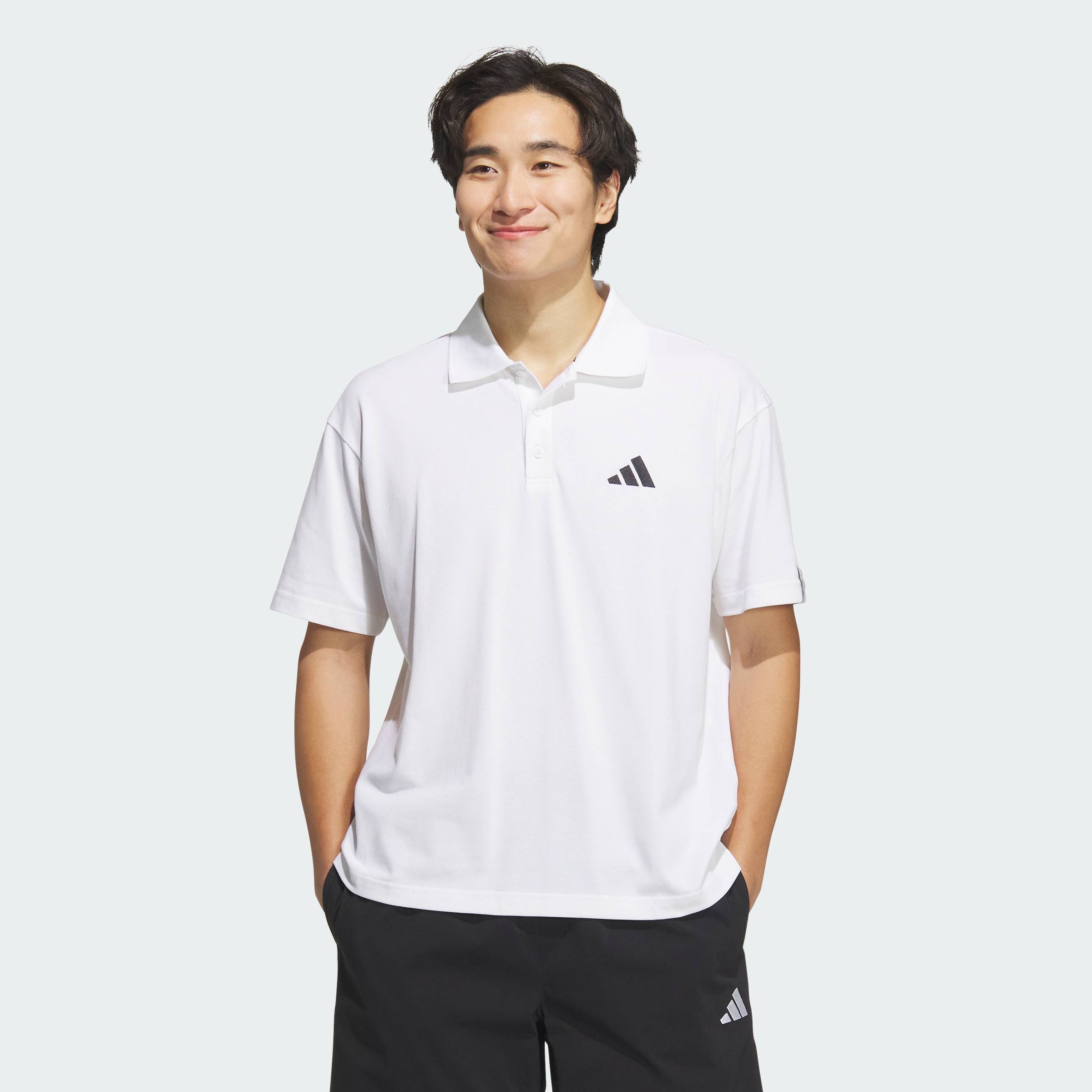ADIDAS Essentials Plus Loose Fit Small Logo Short Sleeve Polo Shirt