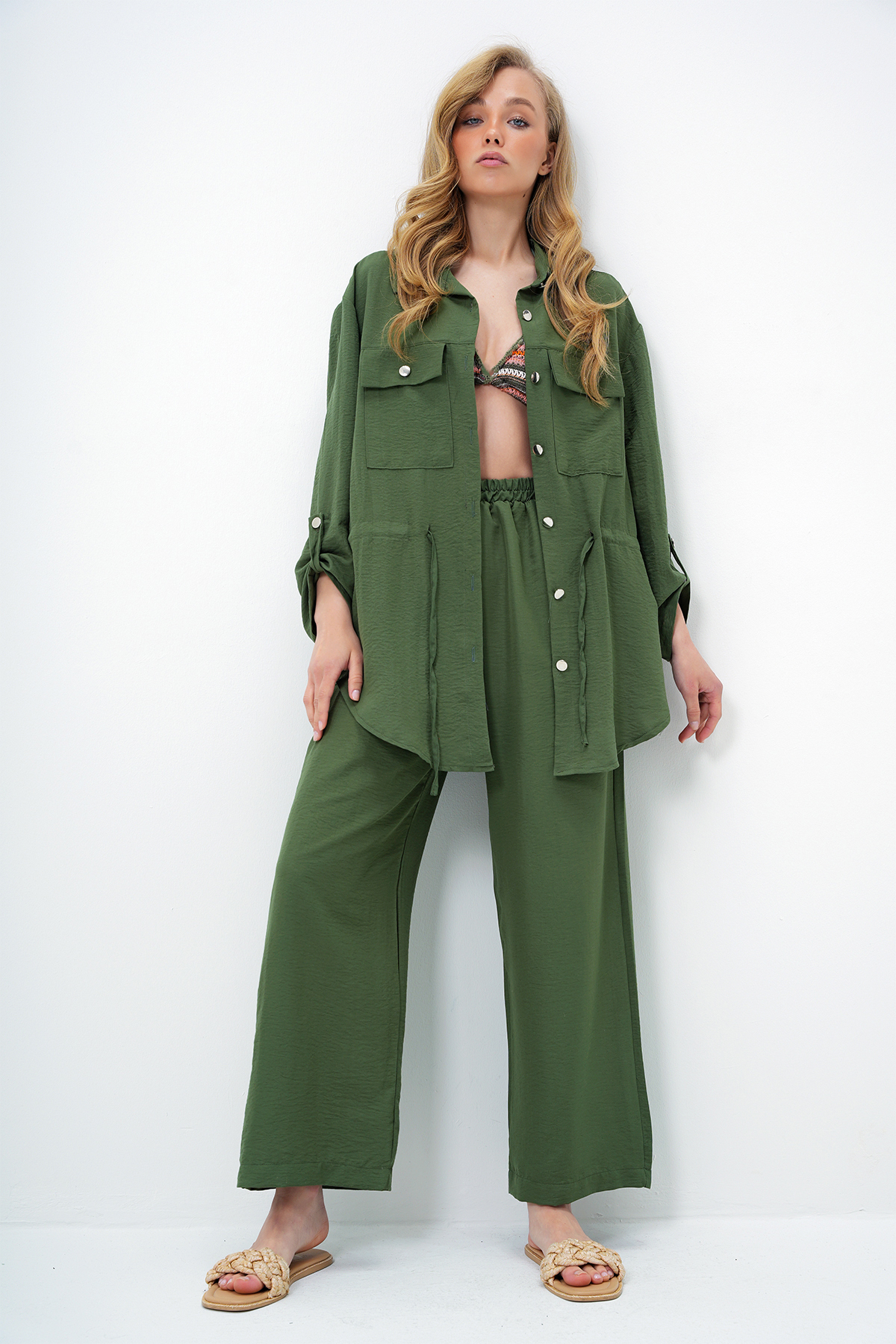 Alacati Safari Jacket & Wide Leg Trousers Set