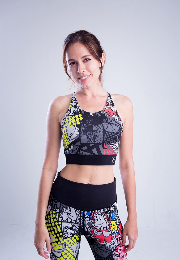 AMNIG Women Crux Halter Neck Sport Bra (Black High Rise)