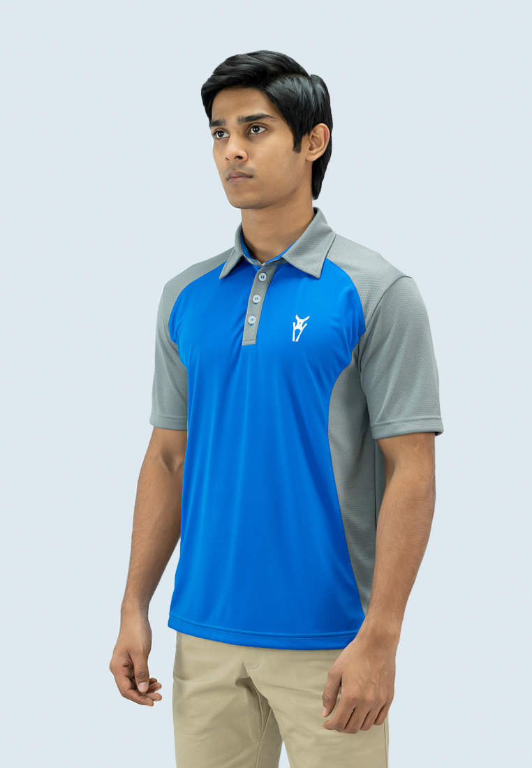 AMNIG Men Surge Polo (Steel Grey/ Royal Blue)
