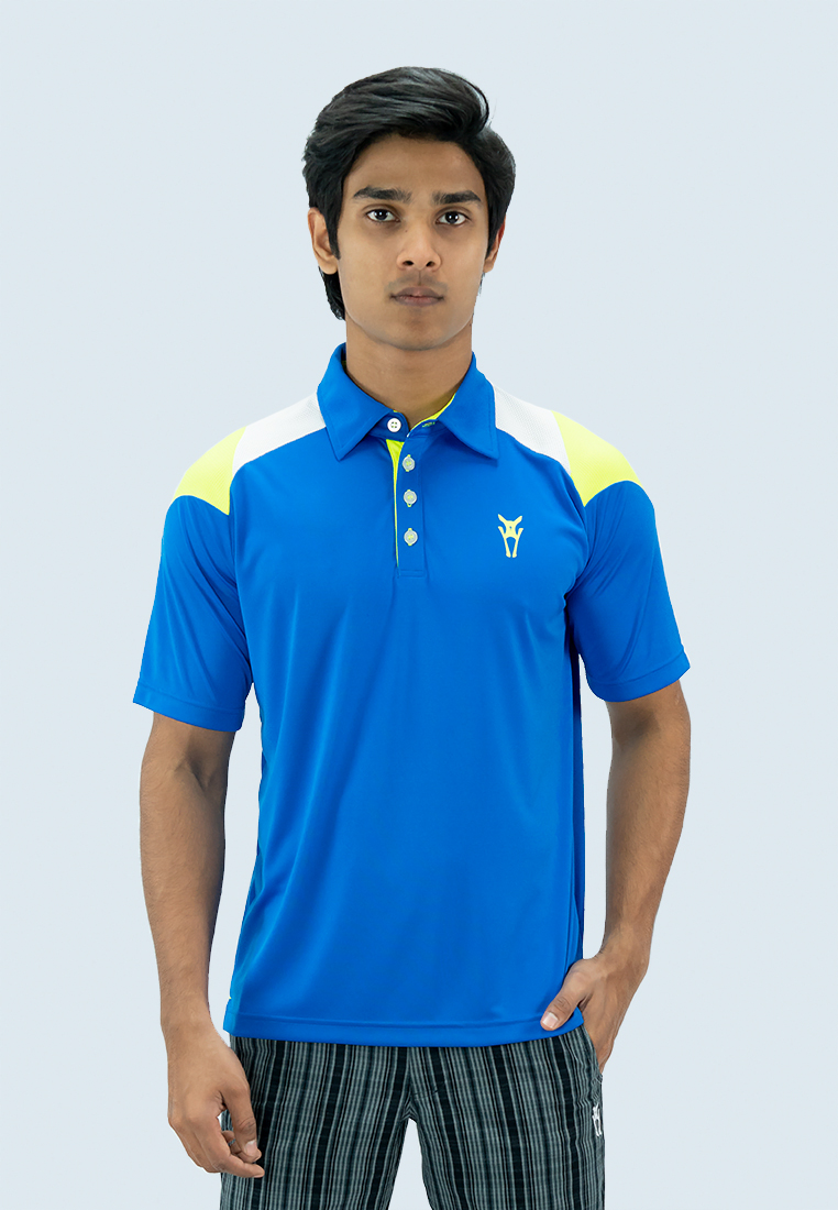 AMNIG Men Strive Polo (Royal Blue/Safety Yellow)