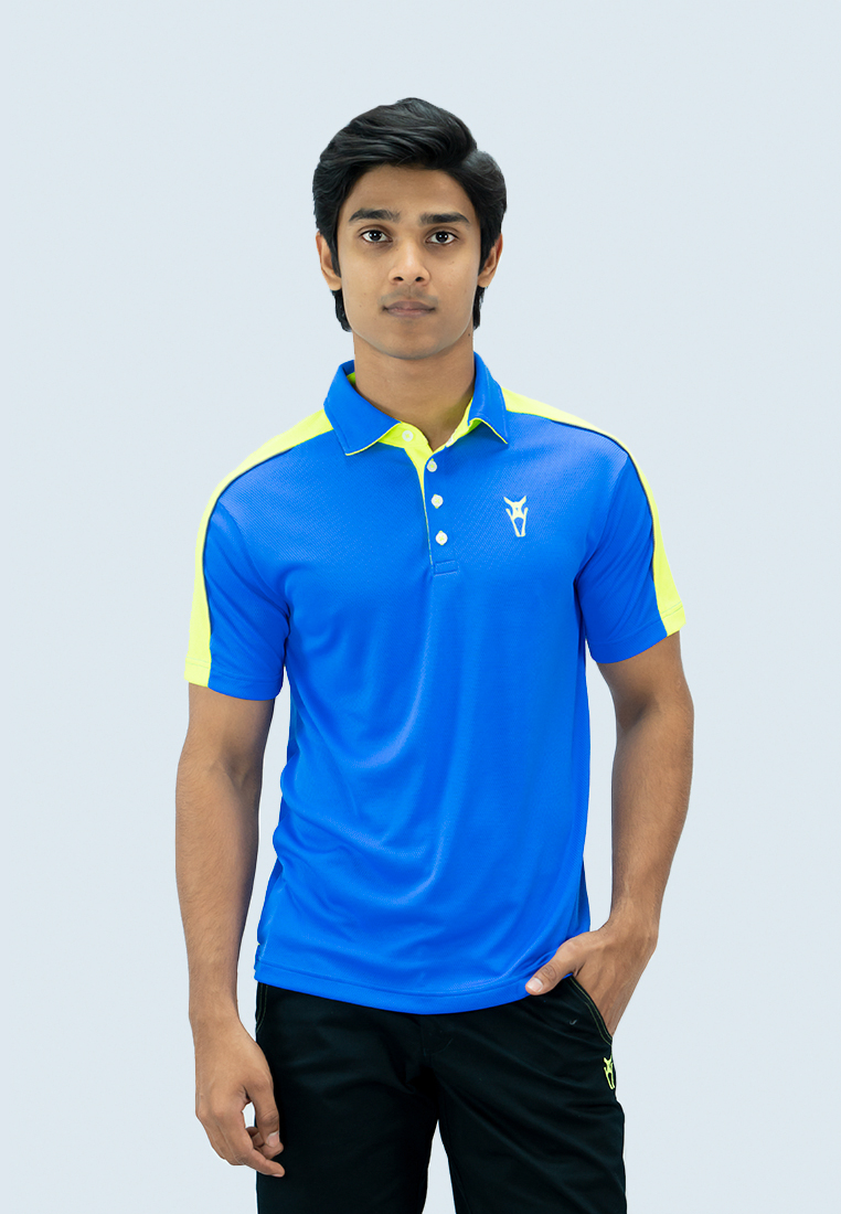 AMNIG Men Motion Polo (Blue/Lemon Green)