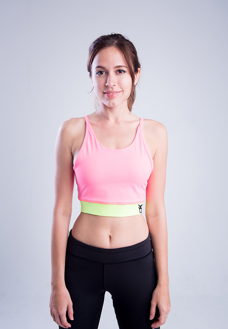 AMNIG Women Crux Halter Neck Sport Bra (Pink)