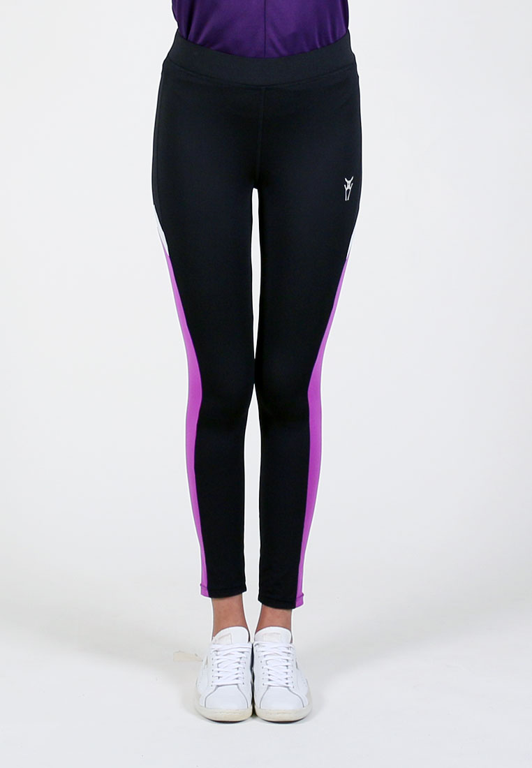 AMNIG Women Flex Legging (Black/Purple)
