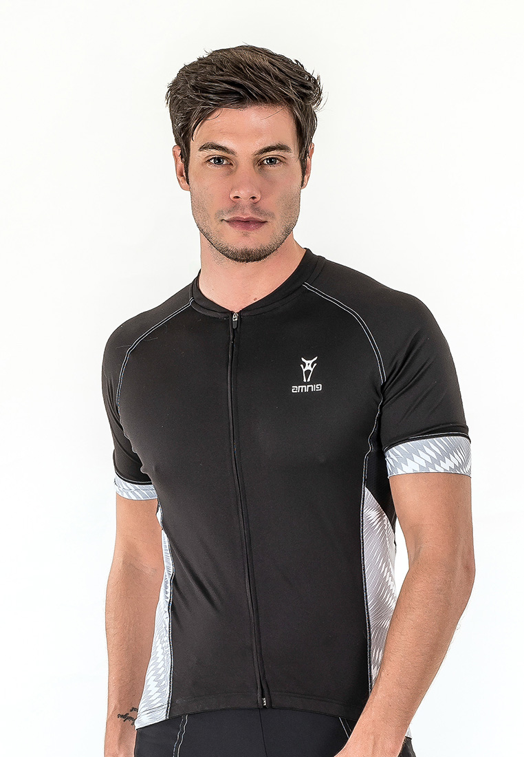 AMNIG Men Cyclone Cycling Short Sleeve Jersey (Black)