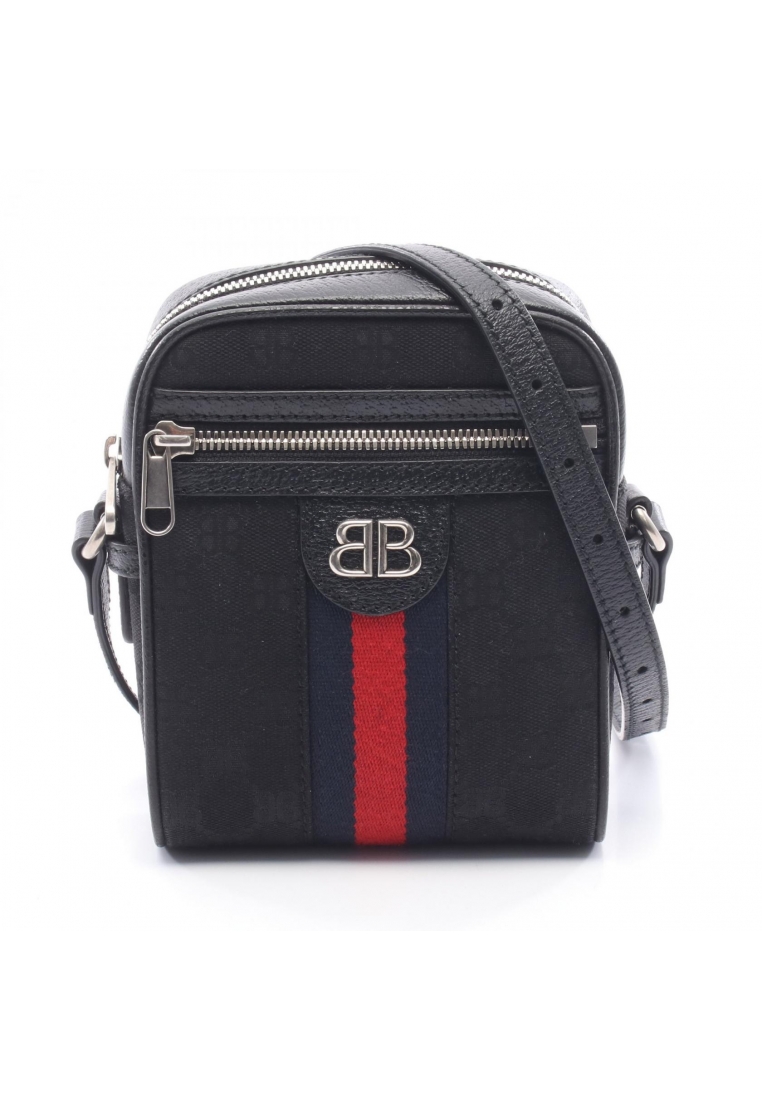 Balenciaga Pre-Loved BALENCIAGA BALENCIAGA × GUCCI hacker project Shoulder bag canvas leather black 
