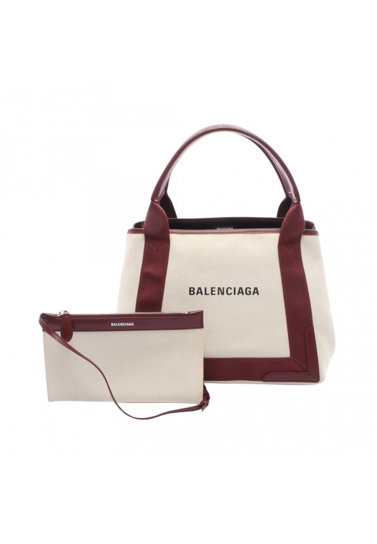 Balenciaga Pre-Loved BALENCIAGA NAVY CABAS S navy hippopotamus Handbag tote bag canvas leather ivory
