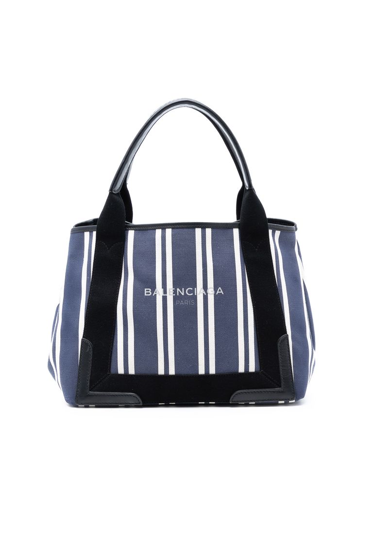 Balenciaga Pre-Loved Balenciaga Canvas Striped Navy Cabas S