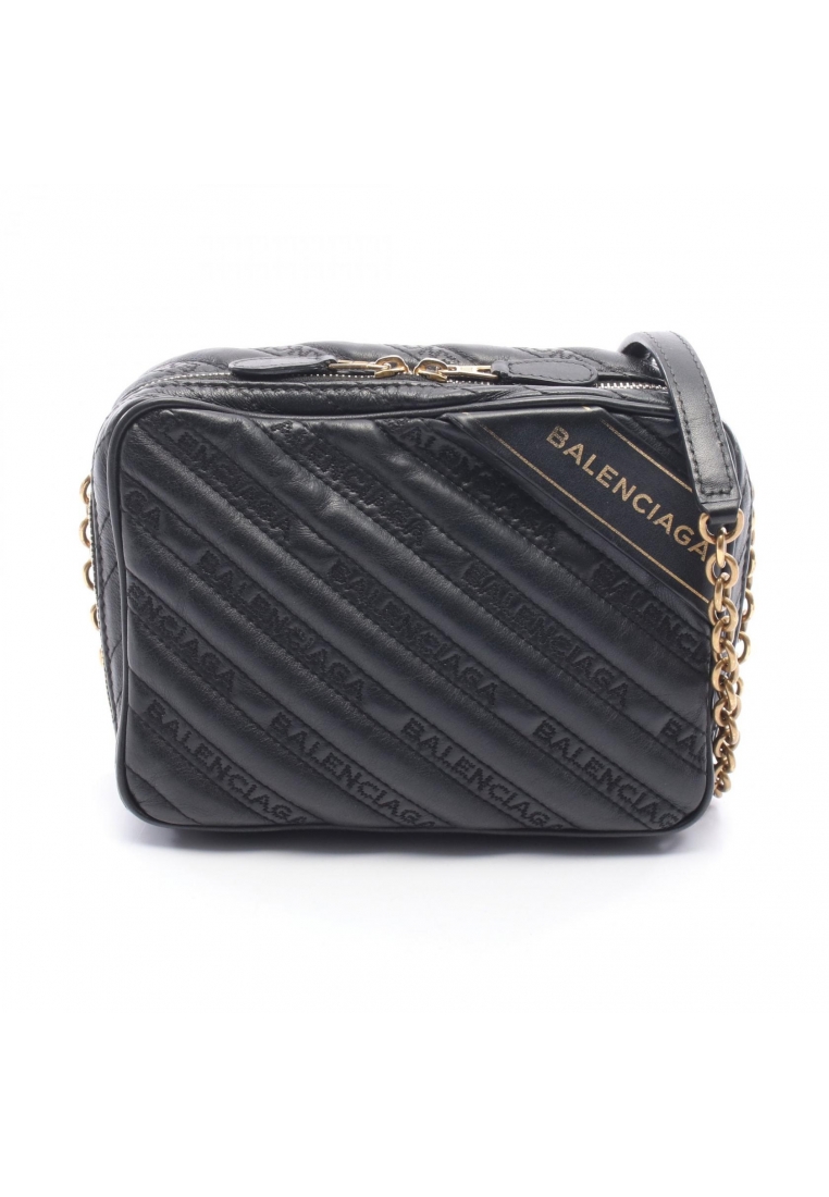 BALENCIAGA Pre-Loved BALENCIAGA Blanket Reporter XS chain shoulder bag leather black