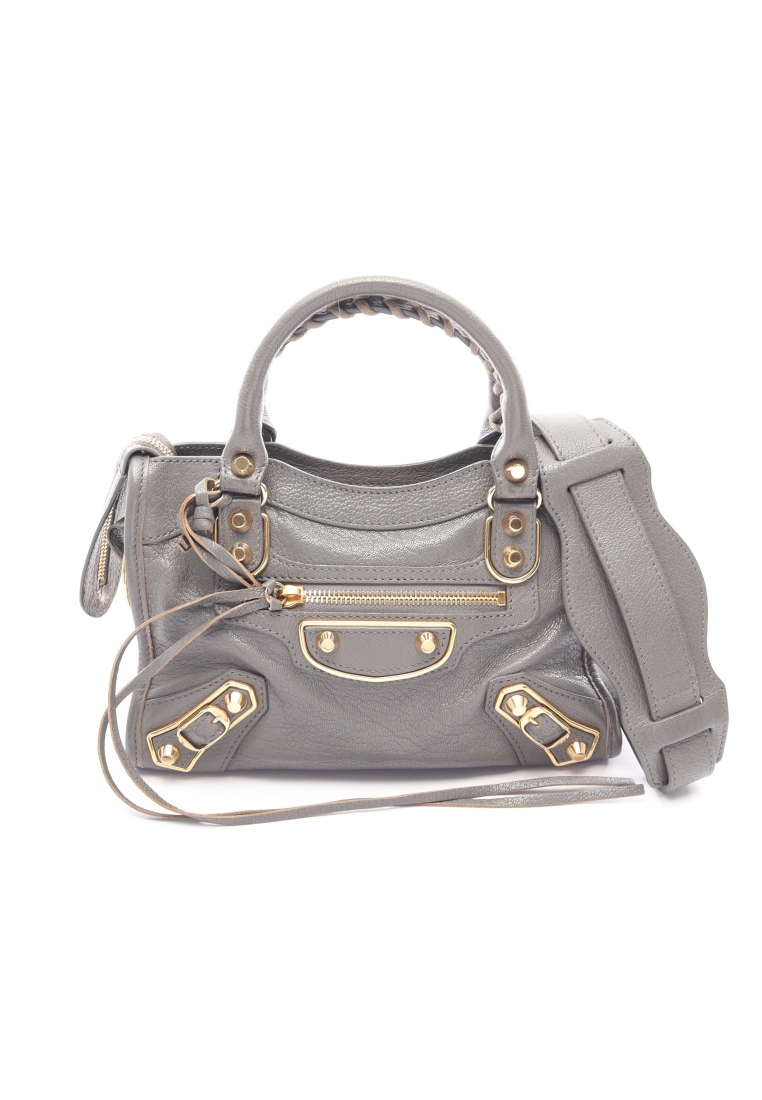 Balenciaga Pre-Loved BALENCIAGA classic metallic edge mini city 2WAY Handbag leather gray