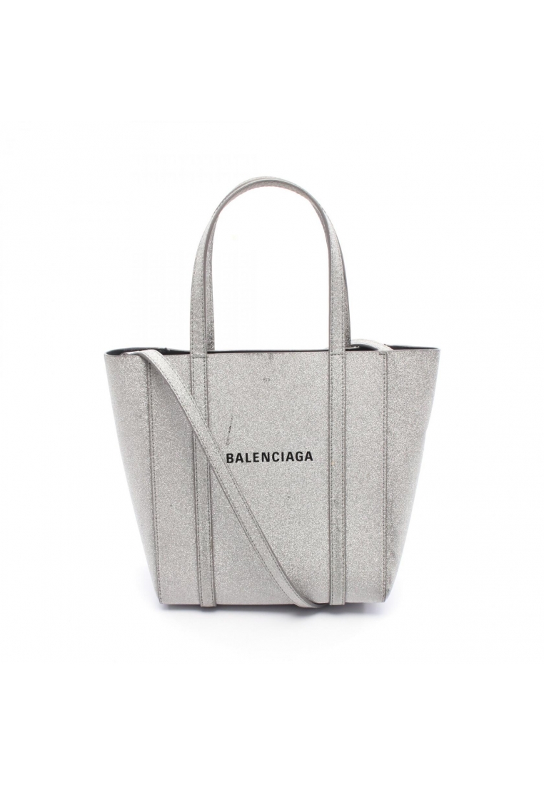 BALENCIAGA Pre-Loved BALENCIAGA EVERYDAY XXS Everyday Handbag tote bag glitter Silver 2WAY