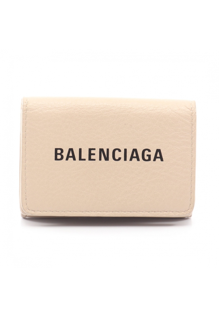 BALENCIAGA Pre-Loved BALENCIAGA EVERYDAY MINI WALLET trifold wallet leather beige
