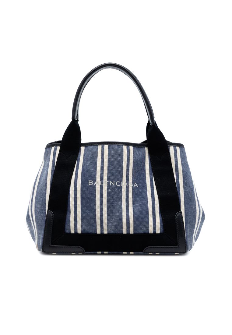 Balenciaga Pre-Loved Balenciaga Canvas Striped Navy Cabas S