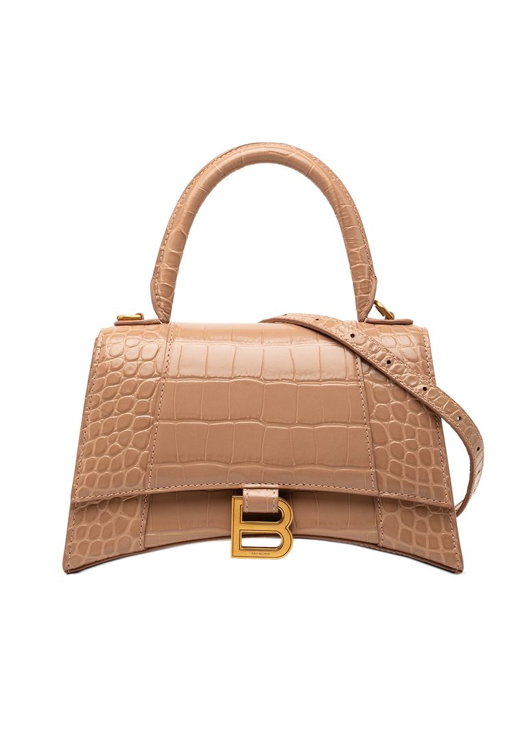 Balenciaga Pre-Loved Balenciaga Small Croc Embossed Hourglass Top Handle Bag