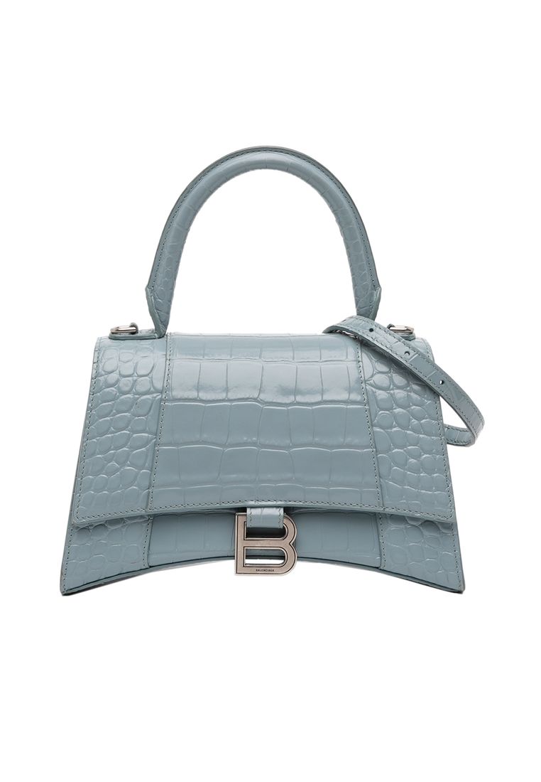 Balenciaga Pre-Loved Balenciaga Small Croc Embossed Hourglass Top Handle Bag