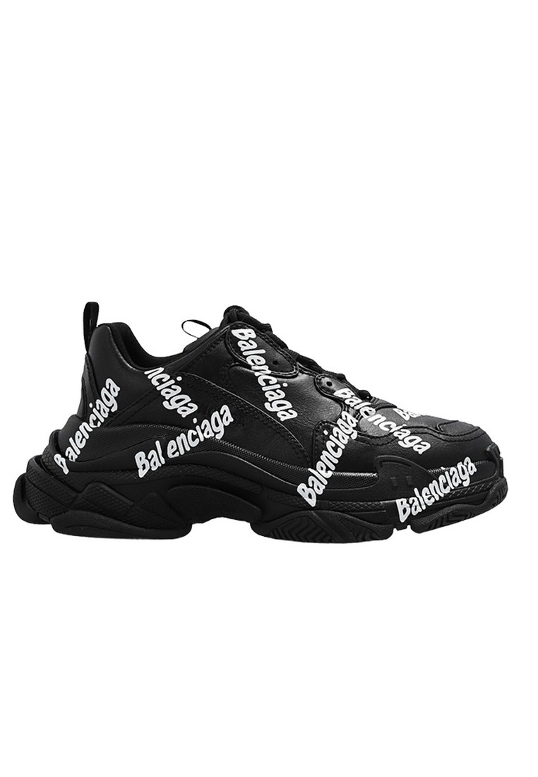 BALENCIAGA Triple S Logotype Women's Sneakers in Black,White