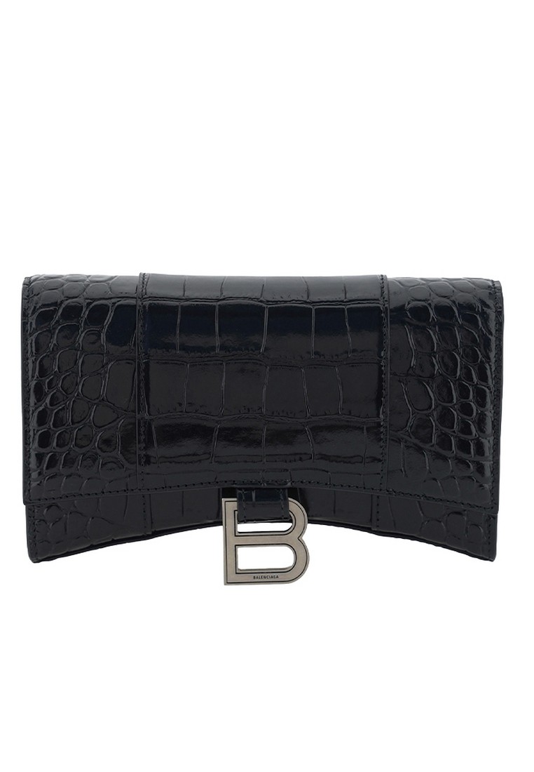 BALENCIAGA Hourglass Mini Chain Wallet in Black
