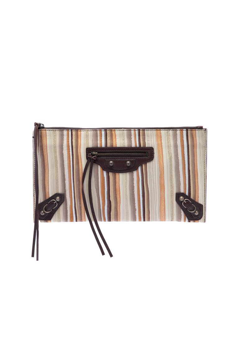 Balenciaga Pre-Loved Balenciaga Suede Striped Papier Clutch