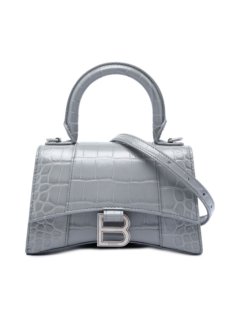Balenciaga Pre-Loved Balenciaga Croc Embossed Calfskin Hourglass Top Handle Bag Xs