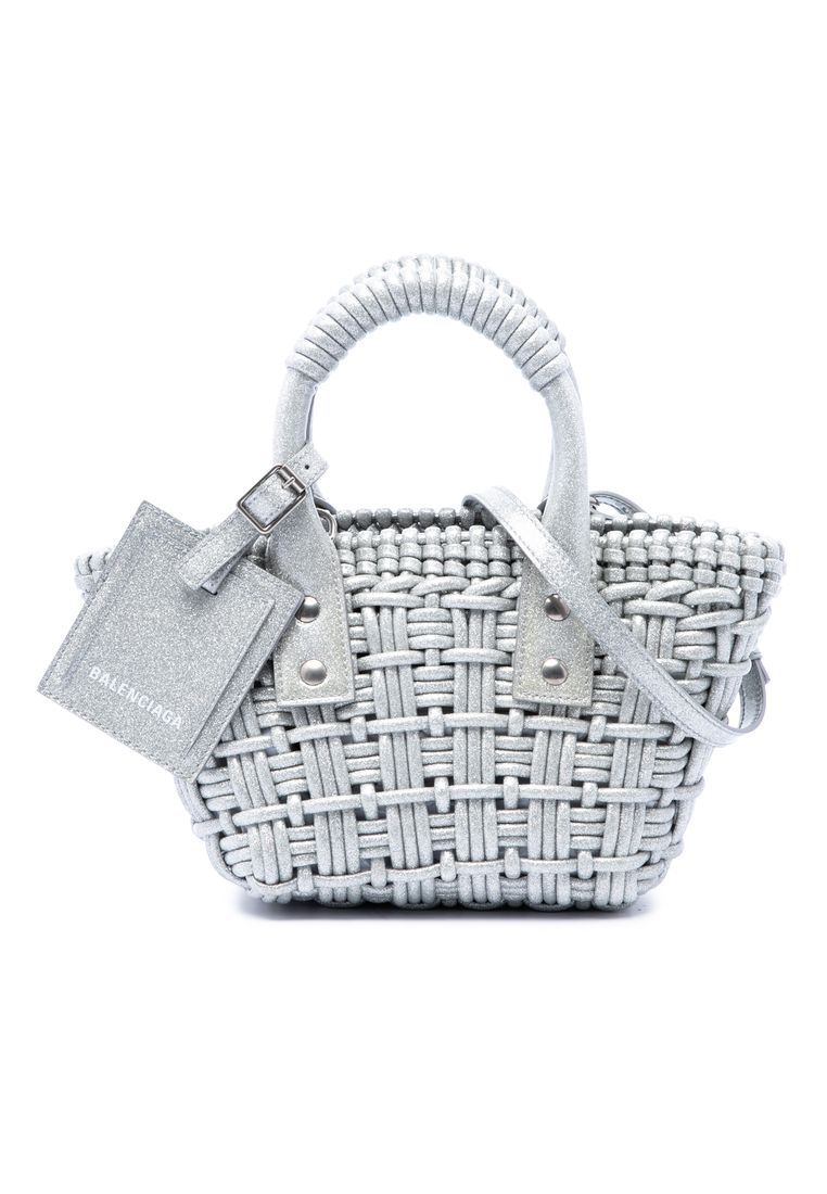 Balenciaga Pre-Loved Balenciaga Metallic Faux Leather Bistro Basket Bag Xxs