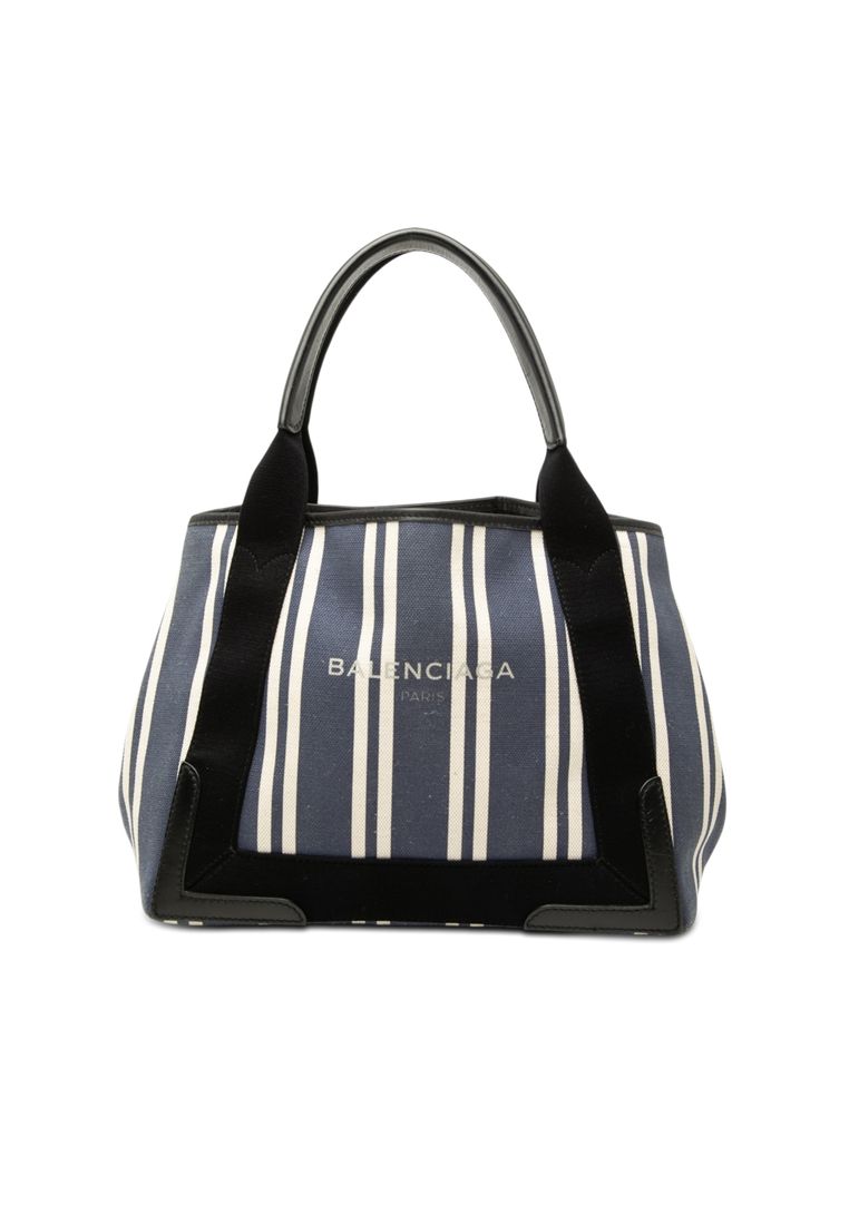 Balenciaga Pre-Loved Balenciaga Canvas Striped Navy Cabas S