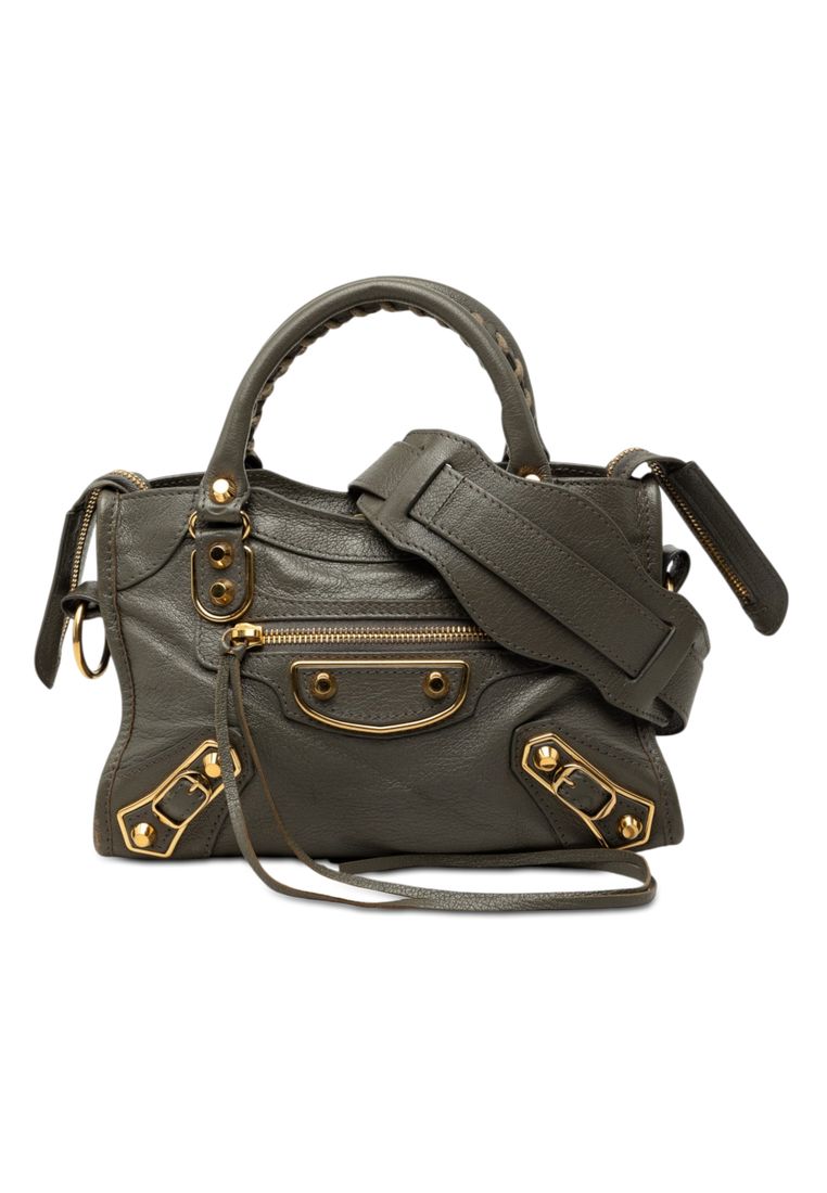Balenciaga Pre-Loved Balenciaga Mini Goatskin Motocross Classic Metallic Edge City Satchel