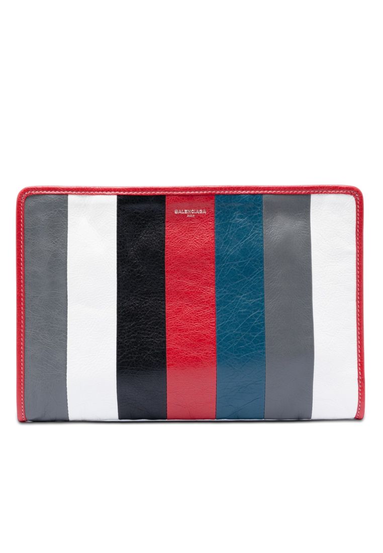 Balenciaga Pre-Loved Balenciaga Lambskin Striped Bazar Clutch