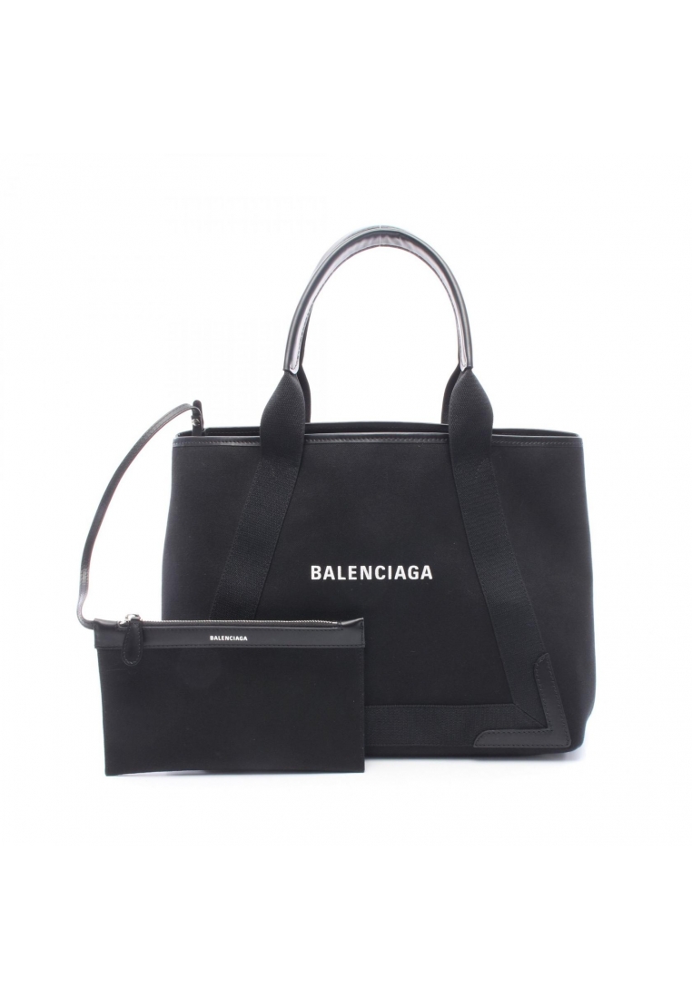 Balenciaga Pre-Loved BALENCIAGA NAVY CABAS NEW M navy hippopotamus Handbag tote bag canvas leather b