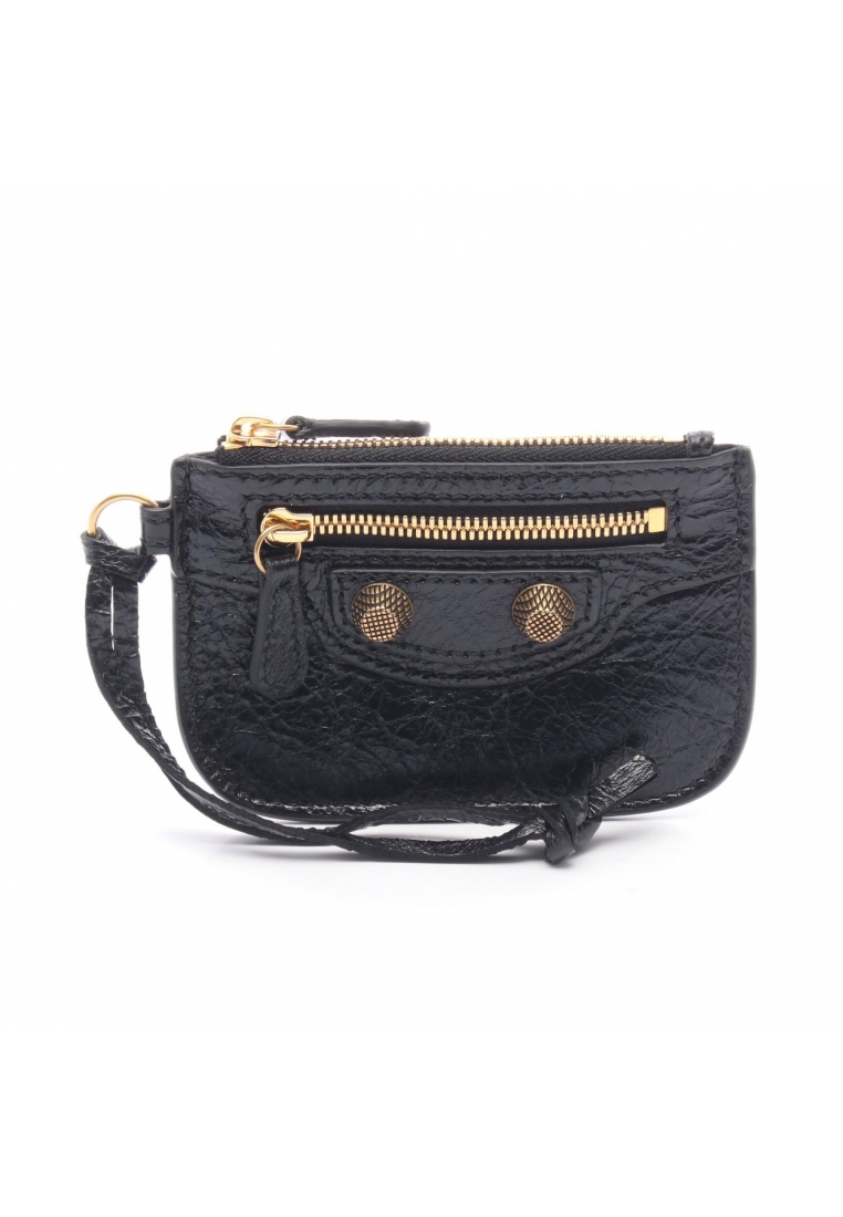 BALENCIAGA Pre-Loved BALENCIAGA CAGOLE Cagoule coin purse leather black
