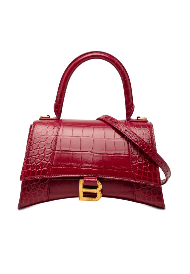 Balenciaga Pre-Loved Balenciaga Small Croc Embossed Hourglass Top Handle Bag