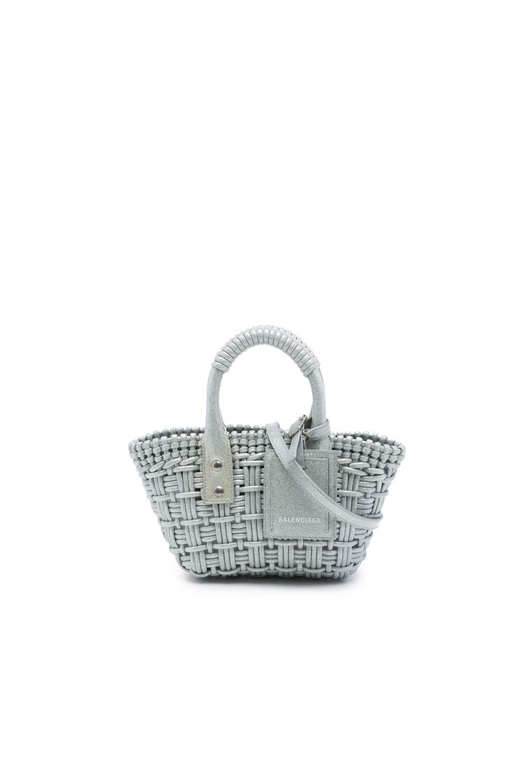 Balenciaga Pre-Loved Balenciaga Metallic Faux Leather Bistro Basket Bag Xxs
