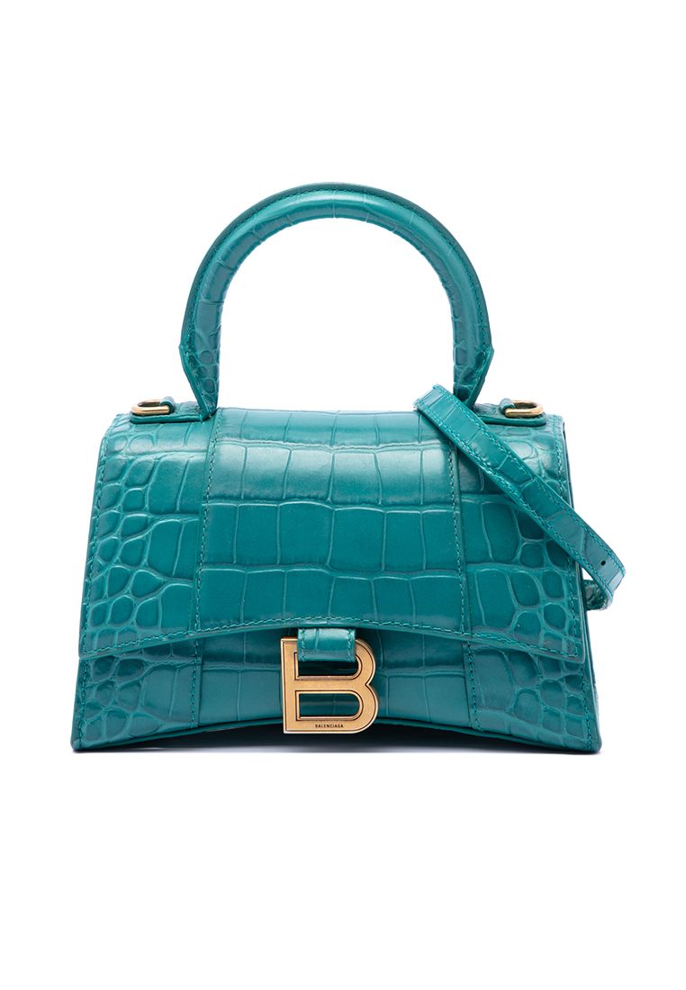 Balenciaga Pre-Loved Balenciaga Croc Embossed Calfskin Hourglass Top Handle Bag Xs