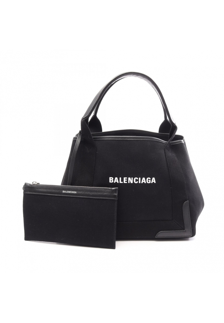 Balenciaga Pre-Loved BALENCIAGA NAVY CABAS S navy hippopotamus Handbag tote bag canvas leather black