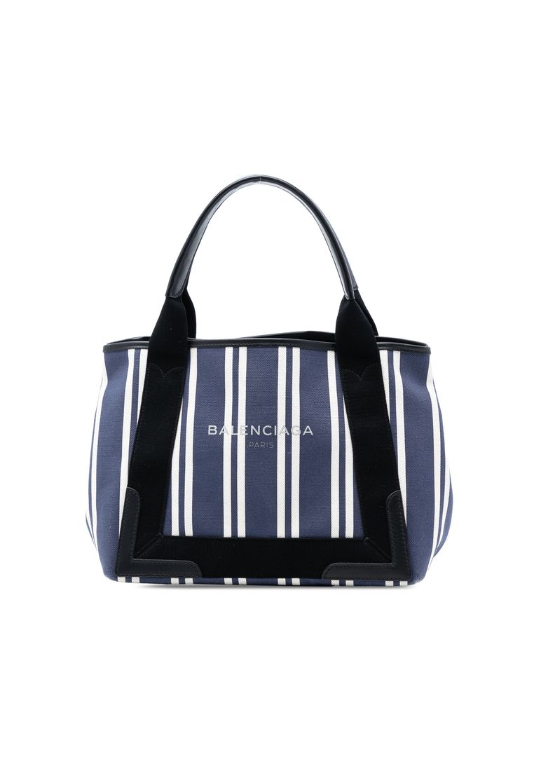 Balenciaga Pre-Loved Balenciaga Canvas Striped Navy Cabas S