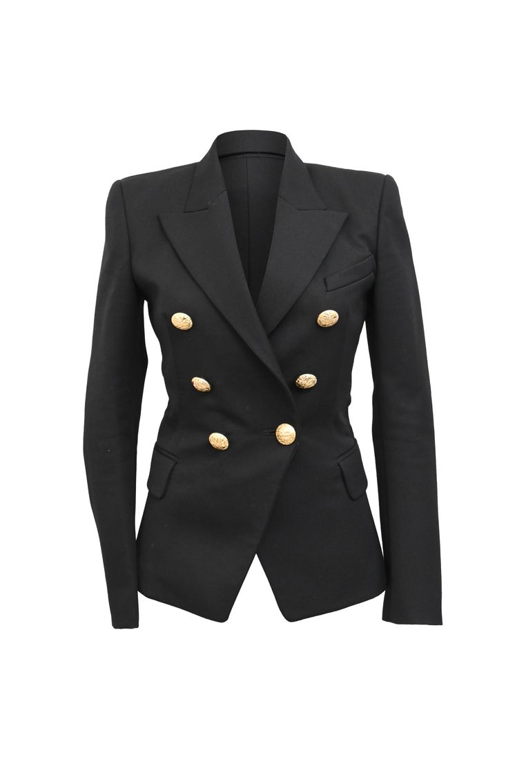 Balmain Pre-Loved Balmain Double-breasted Blazer In Black Wool