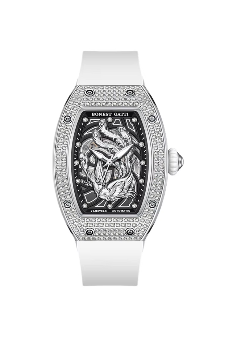 Bonest Gatti Automatic Ladies Stainless Steel Watch, Rubber Strap