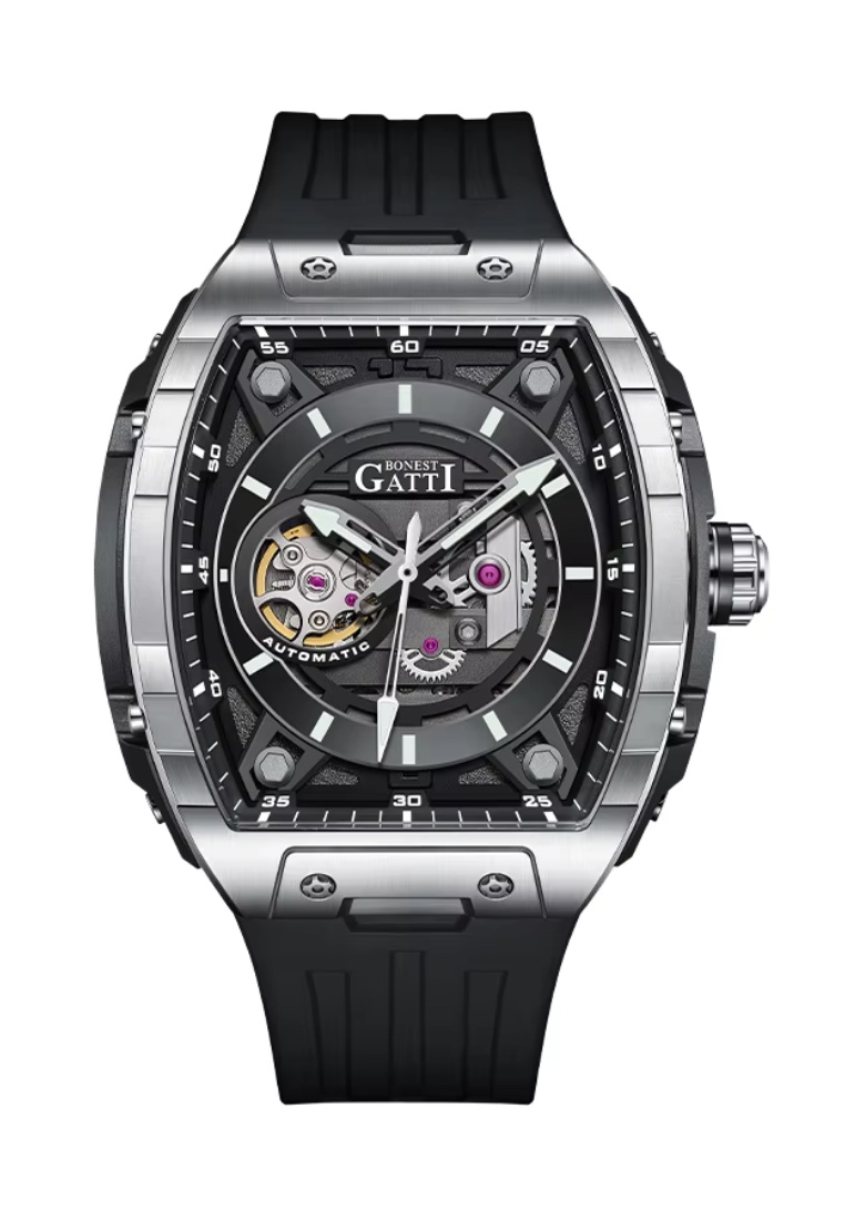 Bonest Gatti Automatic Unisex Stainless Steel Watch, Rubber Strap