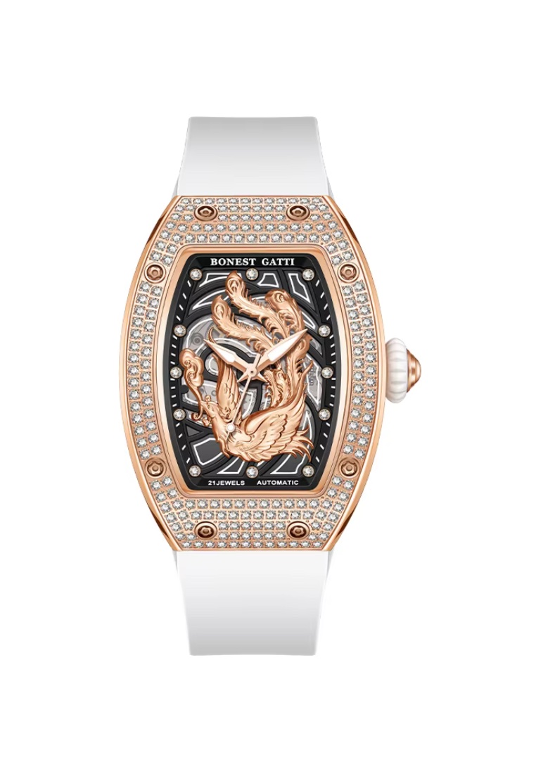 Bonest Gatti Automatic Ladies Stainless Steel Watch, Rubber Strap