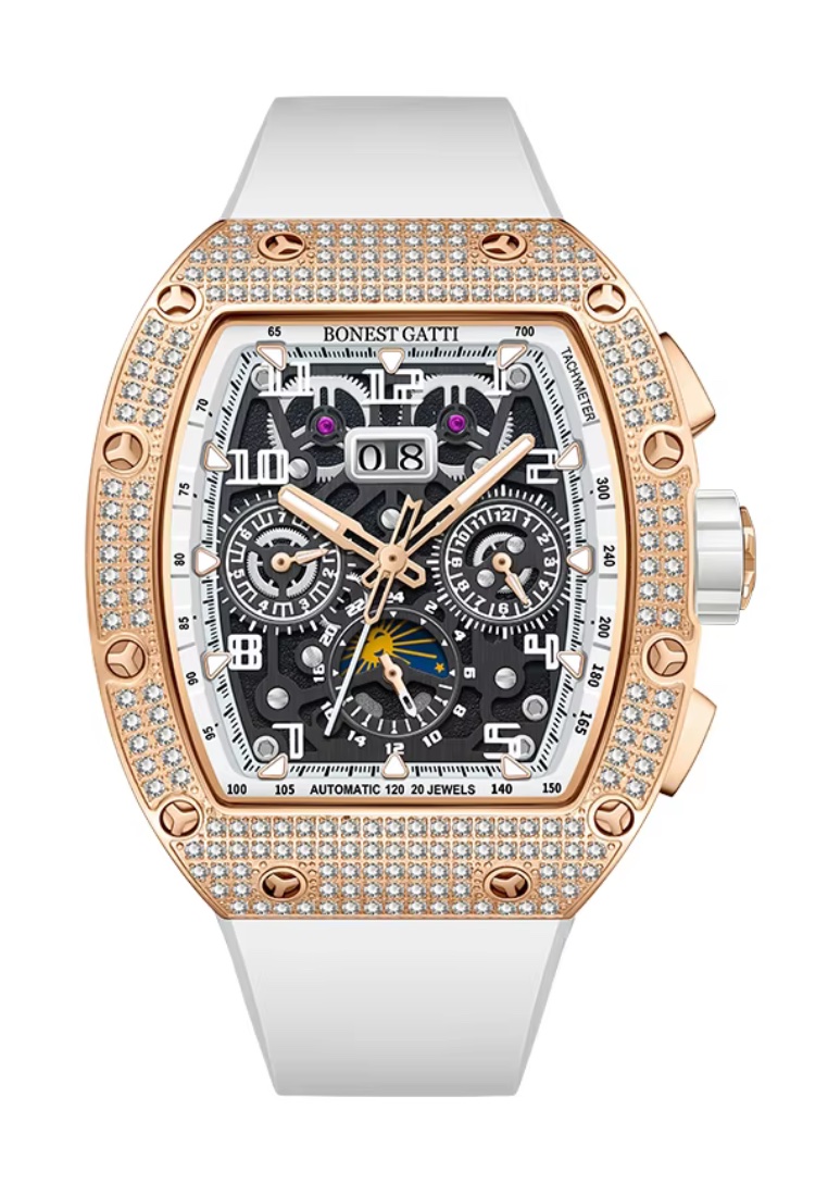 Bonest Gatti Automatic Unisex Stainless Steel Watch, Rubber Strap