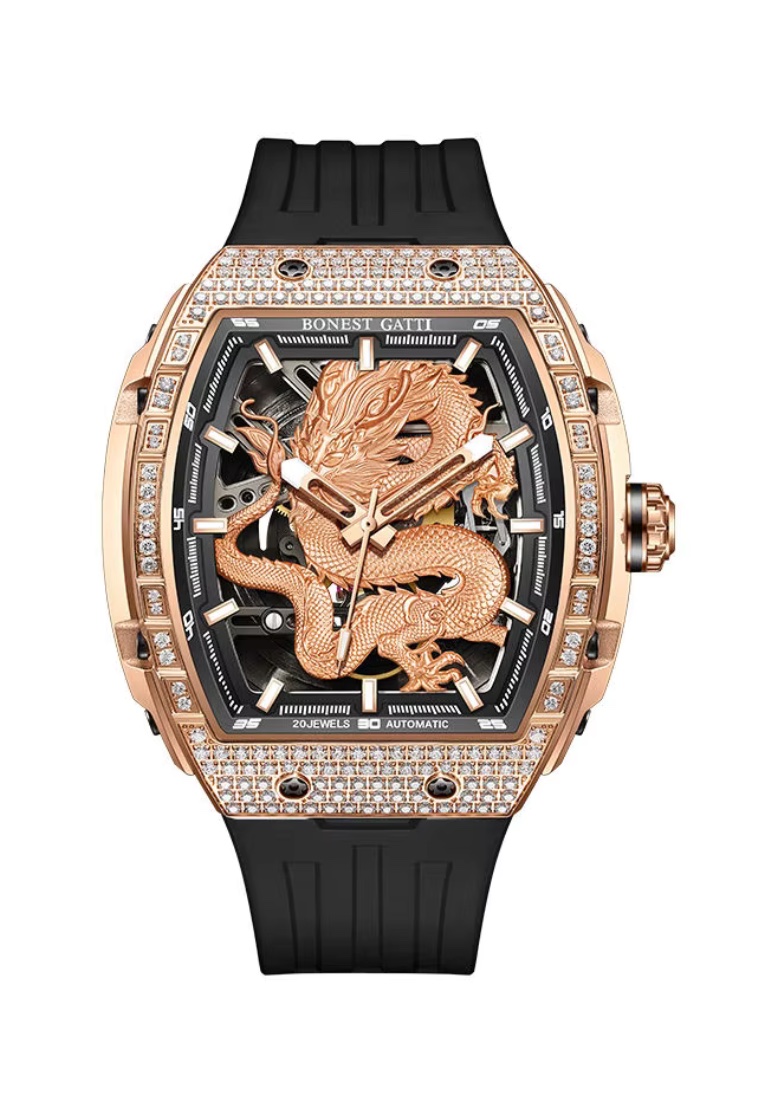 Bonest Gatti Automatic Unisex Stainless Steel Watch, Rubber Strap