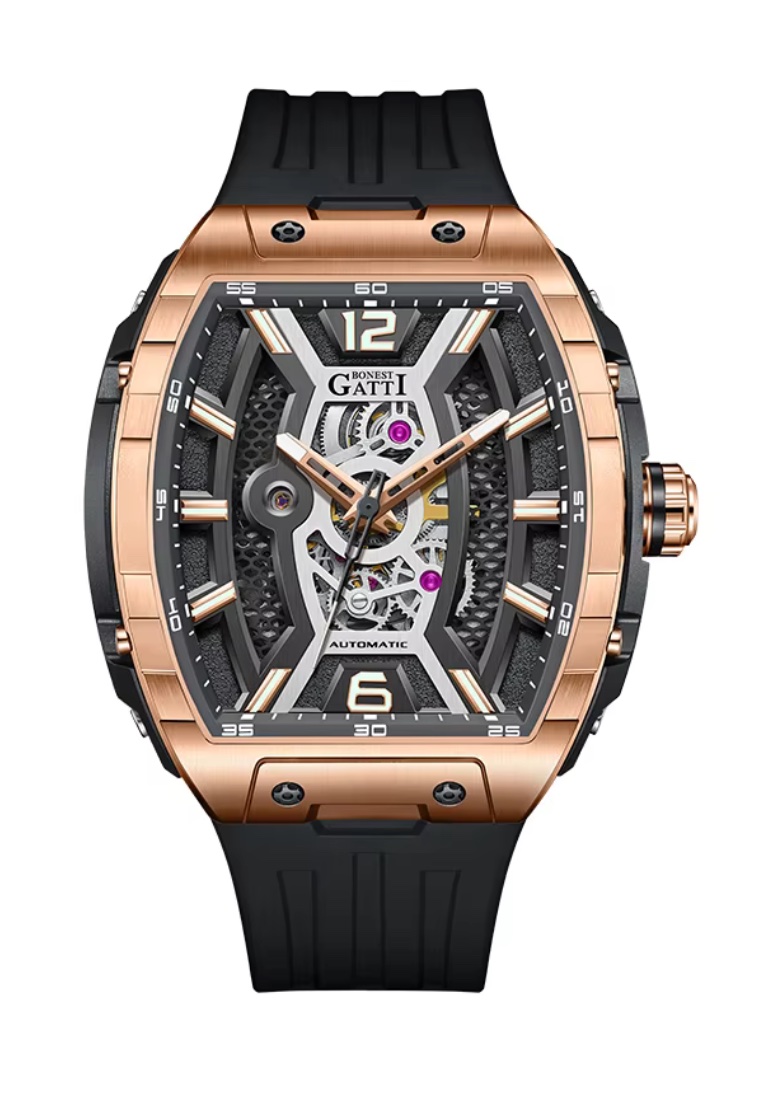 Bonest Gatti Automatic Unisex Stainless Steel Watch, Rubber Strap