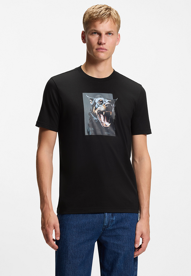 BOSS Animal Artwork Cotton Jersey T-Shirt - BOSS Orange