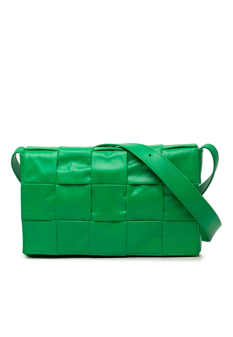 BOTTEGA VENETA Pre-Loved Bottega Veneta Small Paper Calfskin Intrecciato Cassette Crossbody