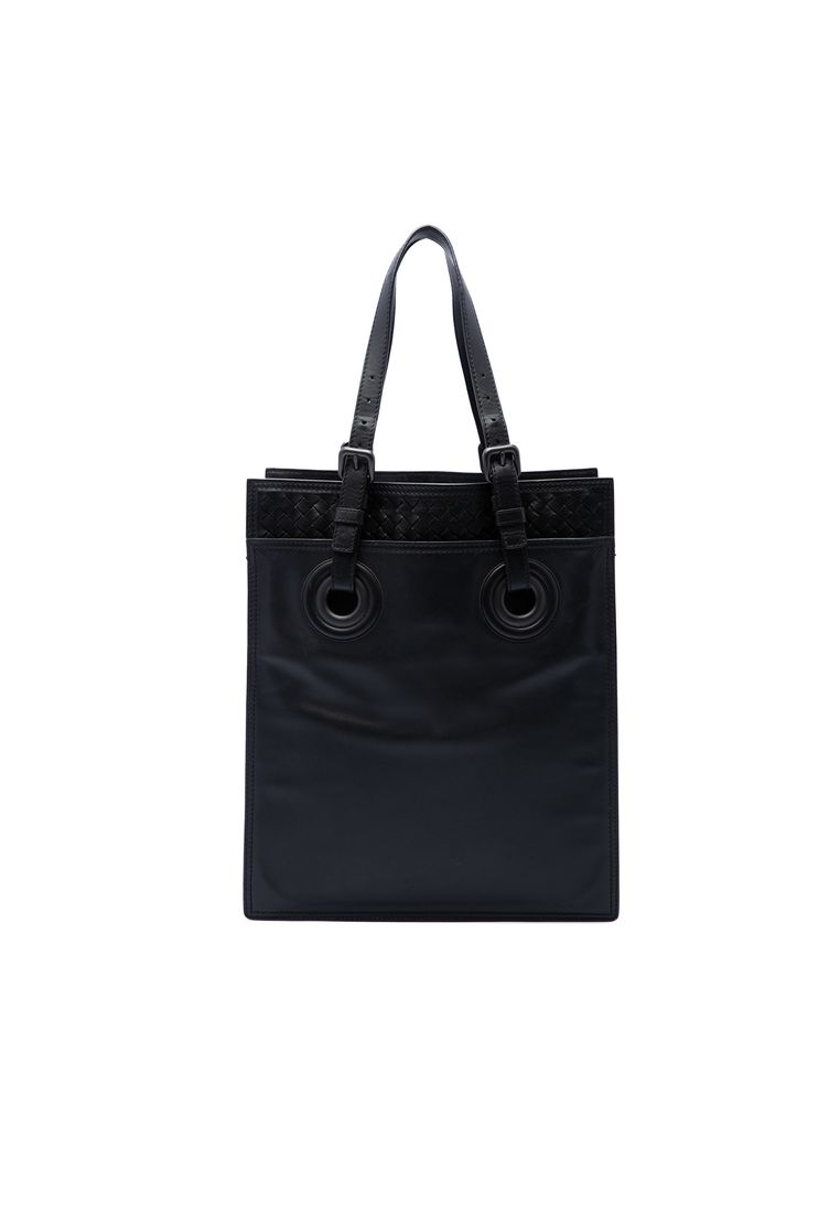 BOTTEGA VENETA Pre-Loved Bottega Veneta Intrecciato Trimmed Leather Oculus Tote