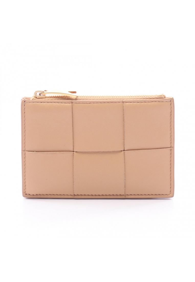 BOTTEGA VENETA Pre-Loved BOTTEGA VENETA cassette card case coin purse leather beige