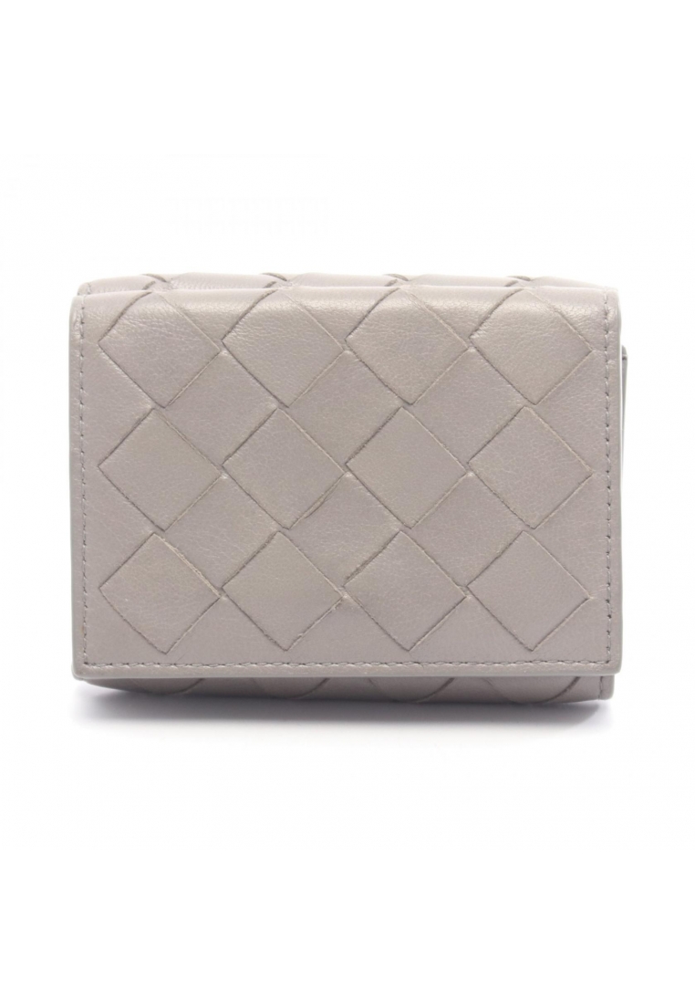 BOTTEGA VENETA Pre-Loved BOTTEGA VENETA Intrecciato trifold wallet leather gray