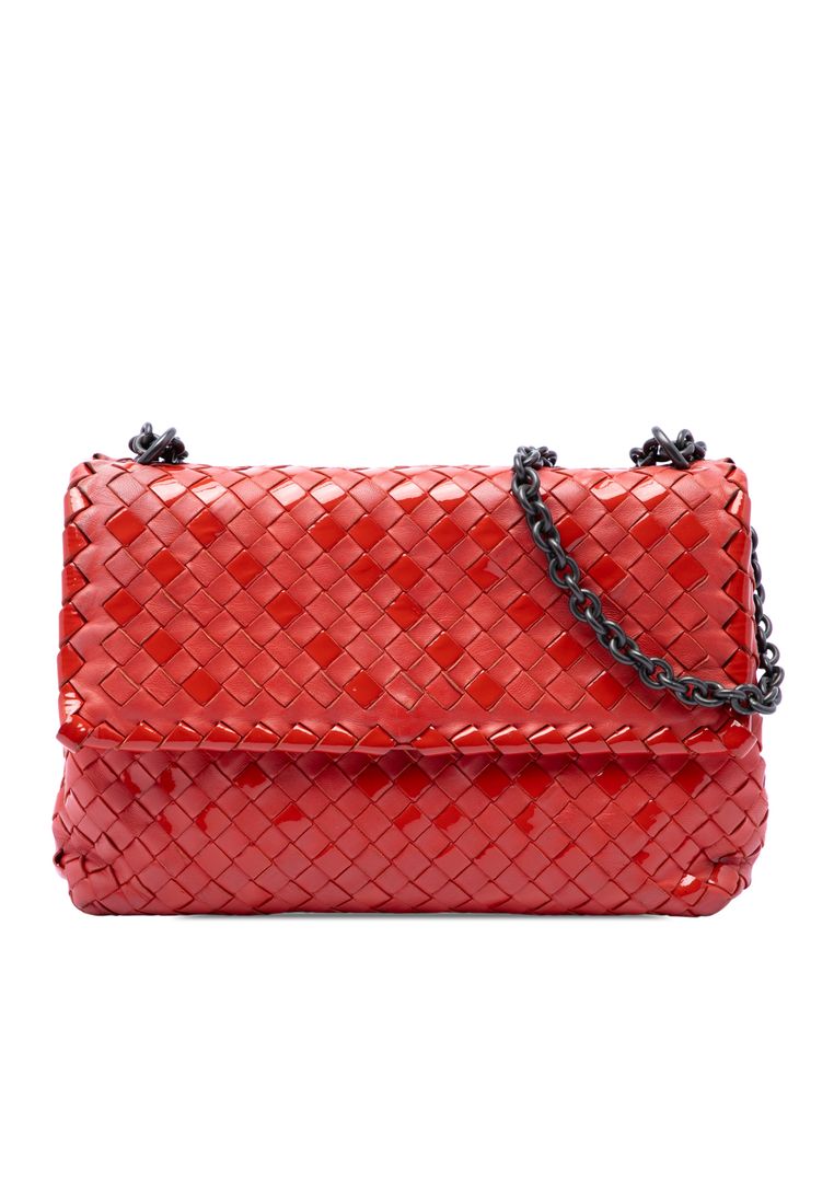 BOTTEGA VENETA Pre-Loved Bottega Veneta Small Nappa And Patent Intrecciato Olimpia Shoulder Bag