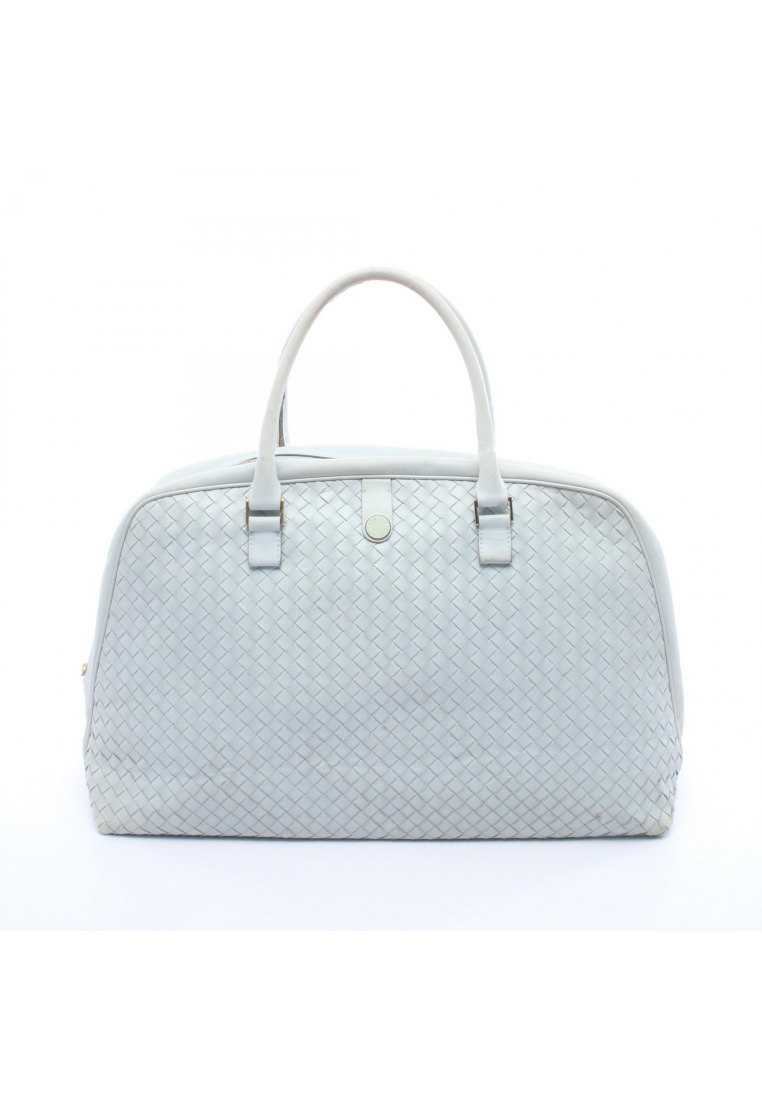 BOTTEGA VENETA Pre-Loved BOTTEGA VENETA Intrecciato Boston bag leather Light blue