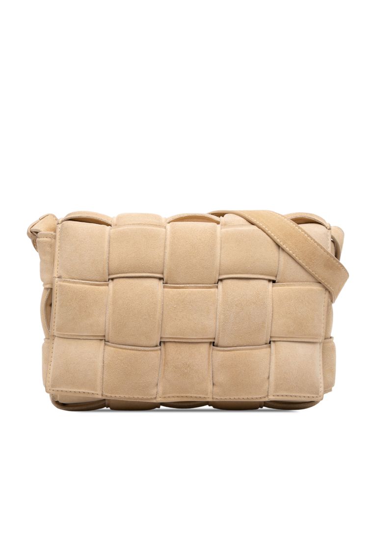 BOTTEGA VENETA Pre-Loved Bottega Veneta Suede Intrecciato Padded Cassette Crossbody