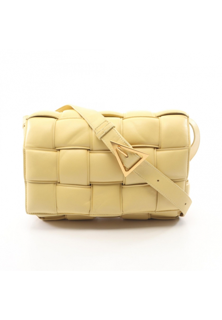 BOTTEGA VENETA Pre-Loved BOTTEGA VENETA padet cassette Shoulder bag leather yellow